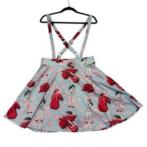 Hot Topic Inuyasha Sakura Suspender A-Line Skirt Size Large Light Blue Anime